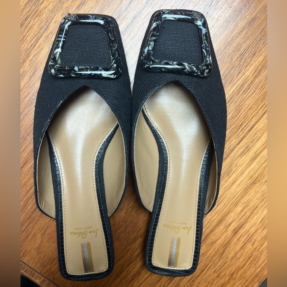 Sam Edelman Lavina Buckle Mule in Black Linen